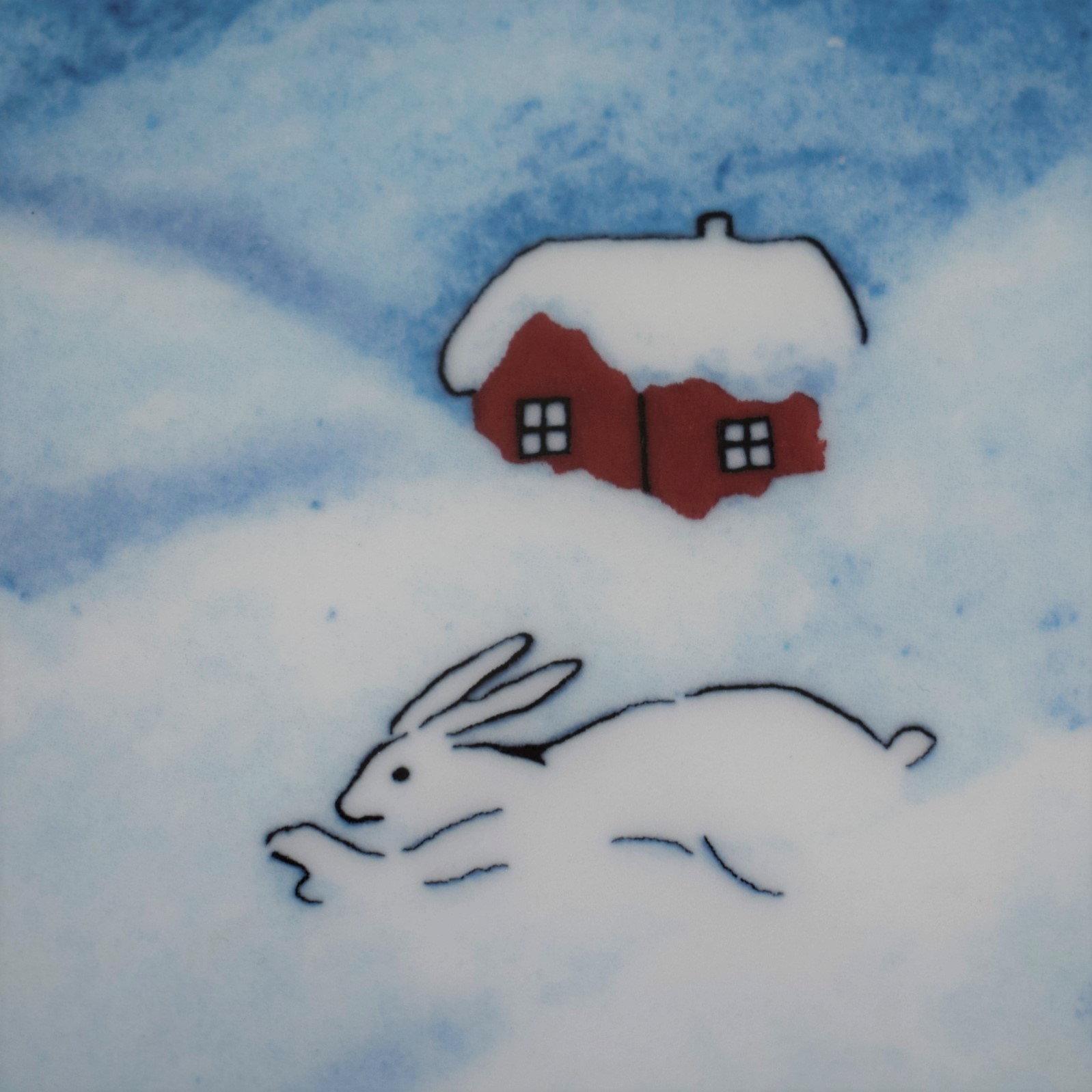 うさぎの陶板・雪景色 / Heljä Liukko Sundström / ヘルヤ・リウッコ