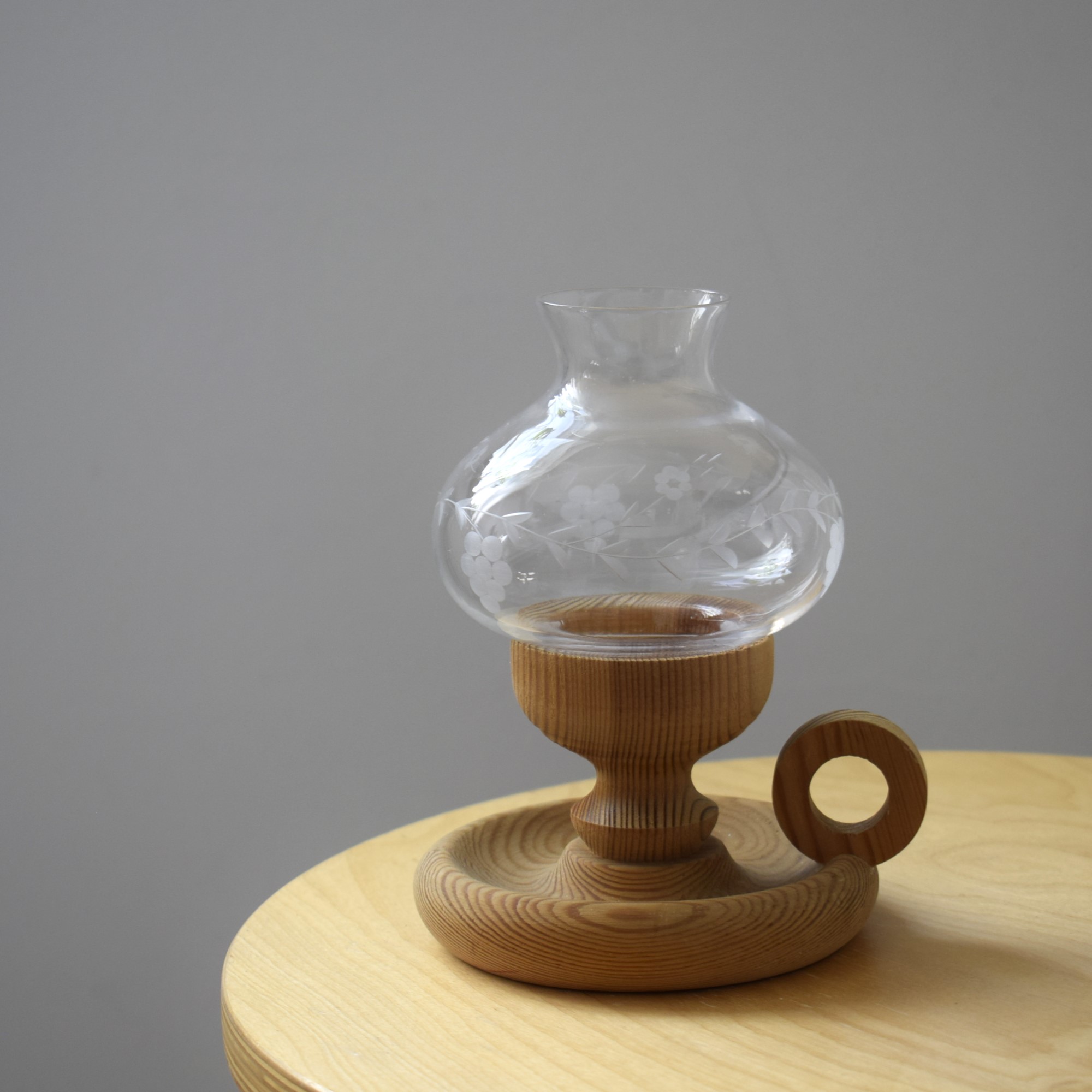 木製キャンドルホルダー / 切子硝子・Vintageクリアガラス付き | florantik