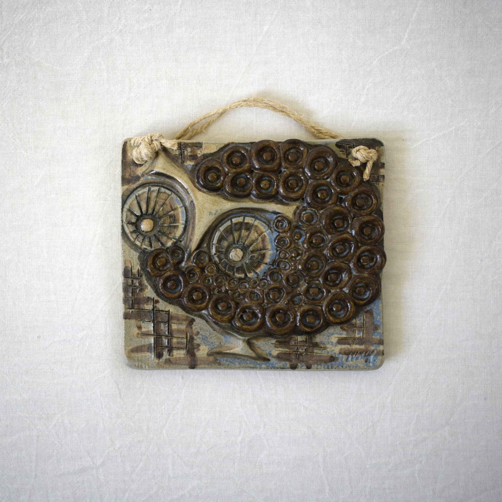 フクロウ・梟の陶板 / Ulla Winbladh・Alingsås keramik