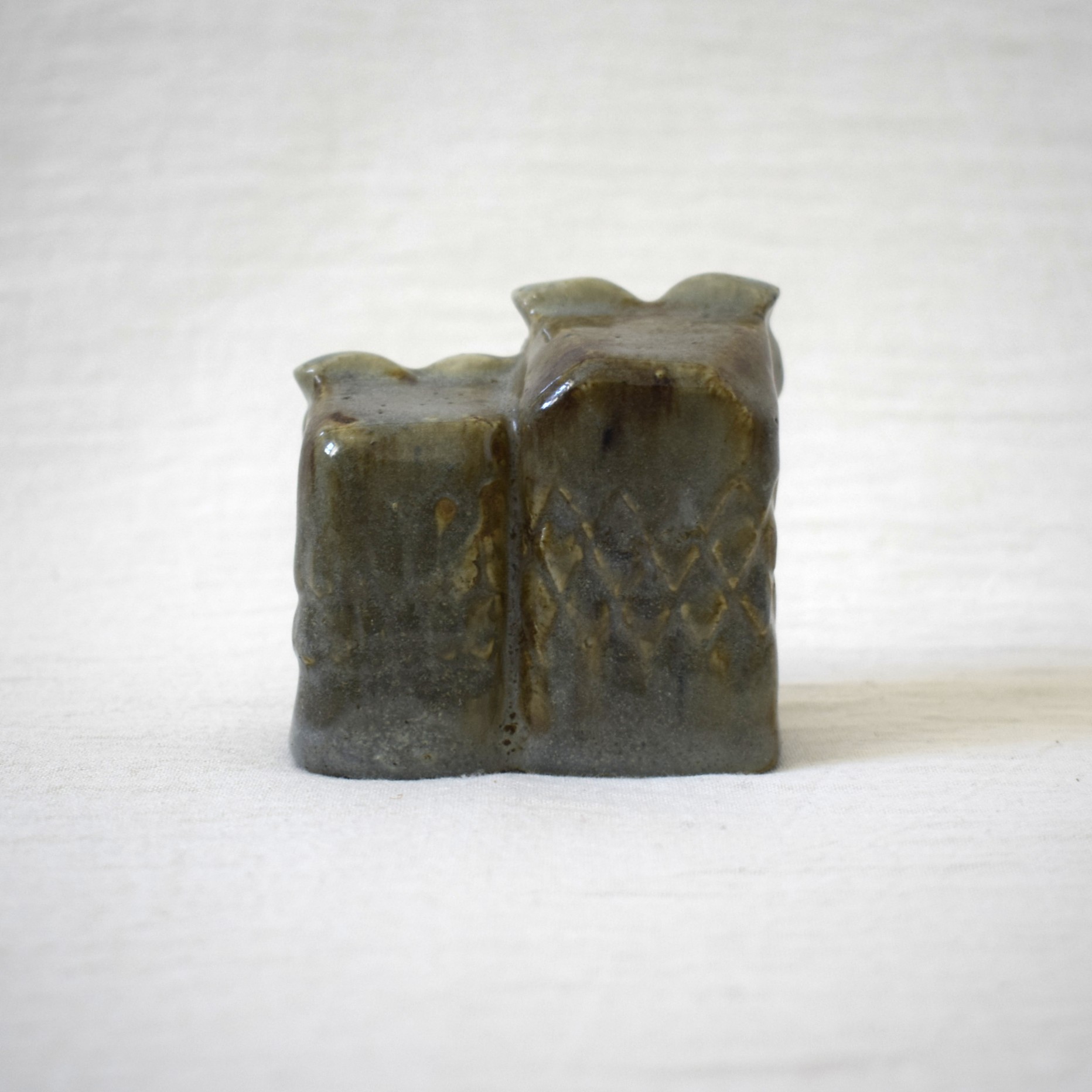 寄り添う梟・フクロウの置き物 / Ego stengods・Willi Fischer / スウェーデン - 画像 (3)