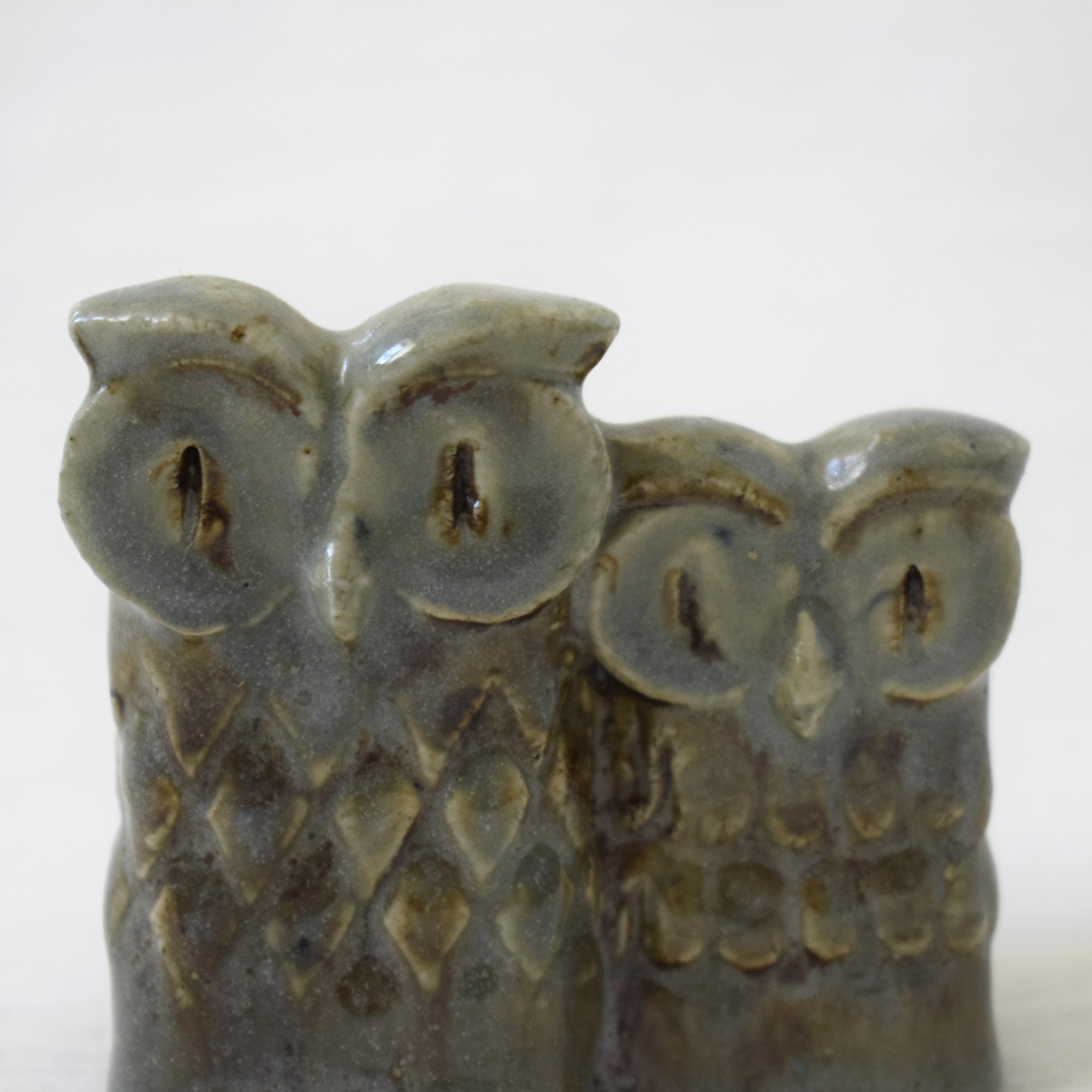 寄り添う梟・フクロウの置き物 / Ego stengods・Willi Fischer / スウェーデン - 画像 (8)