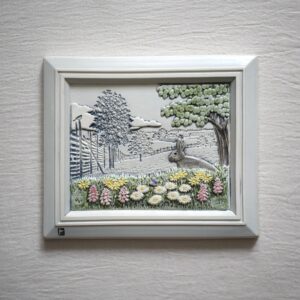 野うさぎのいる風景・陶板 / Jie Gantofta ・ジィガントフタ