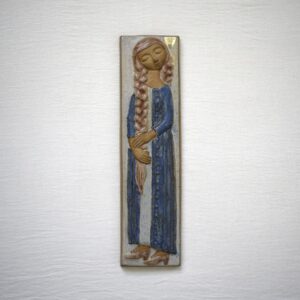 みつあみの女性の陶板・青いドレス / Michael Andersen・Marianne Starck