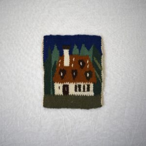 茶色いお家の絵 / フレミッシュ織り・北欧テキスタイル