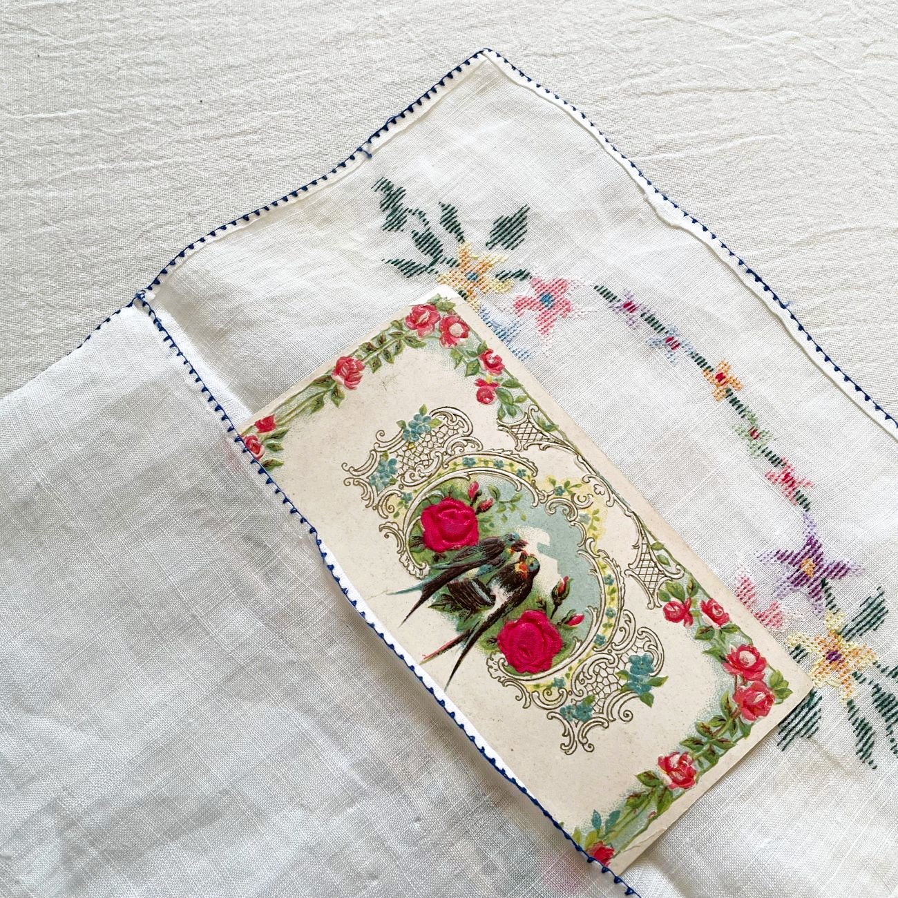 刺繍袋・ ヴィンテージ手刺繍 / Made in Sweden - 画像 (5)